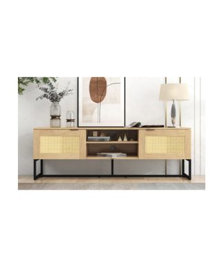 60 inch Wicker TV stand modern wood TV cabinet