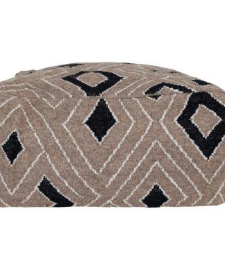 Woven Wool Blend Pouf With Design
