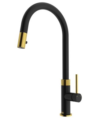 VIGO Bristol Kitchen Faucet, Matte Brushed Gold/Matte Black