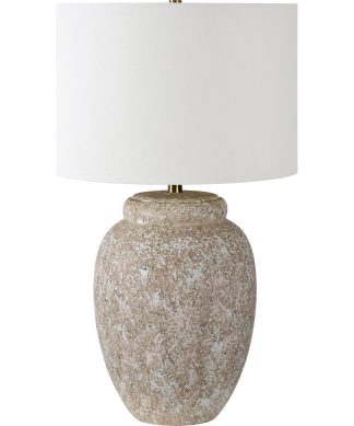 Wassily Cream Ceramic Table Lamp With Off-White Linen Shade