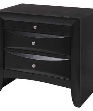 Wooden Nightstand with 2 Drawers, Black