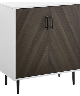28" Bookmatch Accent Cabinet, Ash Brown Bookmatch/Solid White