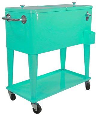 80 Quart Retro Rolling Cooler Cart, Outdoor, Seafoam