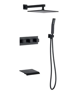 Wall-Mounted 10" Shower System Rainfall 3 Function Shower Fixture with Tub Spout