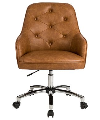 39.75"H Gaslift Adjustable Swivel Office Chair/Desk Chair, Caramel Bonded
