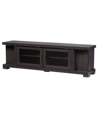 Viveka Dark Brown Wood TV Cabinet With 2 Glass Doors and 2 Doors, 70"