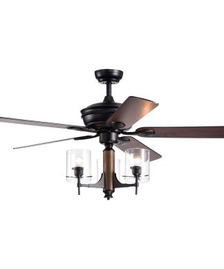 Warehouse Of Tiffany Saranac 5-Blade Lighted Ceiling Fans CFL-8341REMO