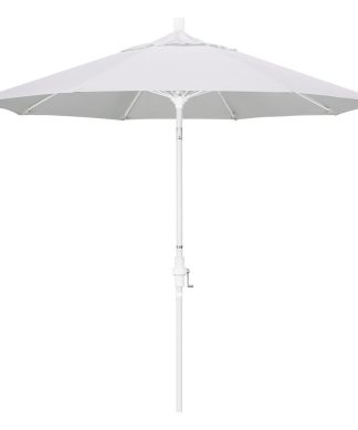 9' Matted White Collar Tilt Crank Aluminum Umbrella, Natural Pacifica