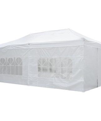 10'x20' Ez Pop Up Folding Market Wedding Party Tent Outdoor With Sidewall White