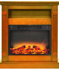 33.9"x10.4"x37" Sienna Fireplace Mantel With Logs and Grate Insert
