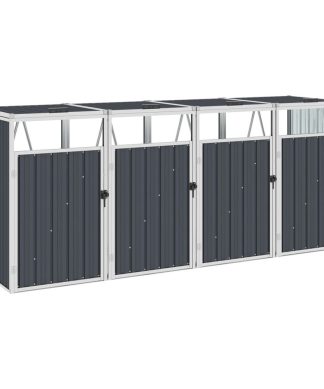 vidaXL Quadruple Garbage Bin Shed Anthracite 112.6" Steel Dustbin Hider Box
