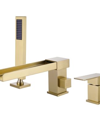 Waterfall Roman Bathtub Filler Faucet with Handheld Shower