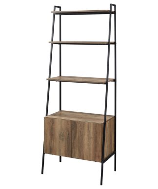 72" Industrial Modern Ladder Bookcase, Reclaimed Barnwood