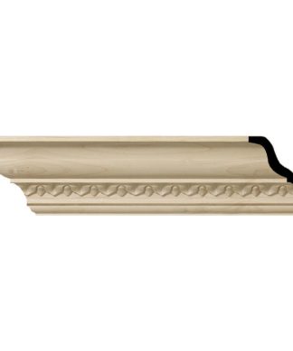 3 5/8"x3.5"Px5"Fx96" Lanarkshire Carved Wood Crown Moulding, Cherry