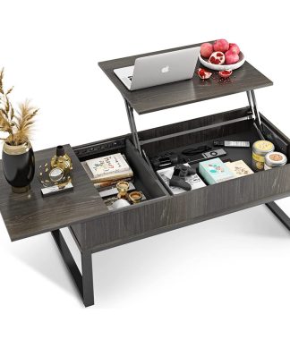 Wood Lift Top Coffee Table with Hidden Storage Compartment, Black