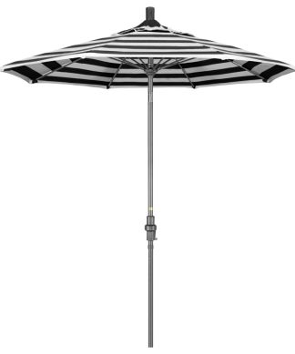 7.5' Grey Collar Tilt Crank Aluminum Umbrella, Cabana Classic Sunbrella