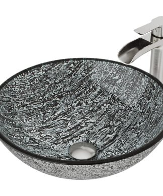 VIGO Titanium Glass Vessel Bathroom Sink and Niko Faucet Set