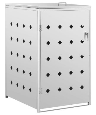 vidaXL Single Wheelie Bin Shed 63.4 gal Stainless Steel Garbage Bin Cover Box