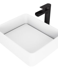 VIGO Jasmine Handmade Matte Stone Vessel Sink Set With Vessel Faucet