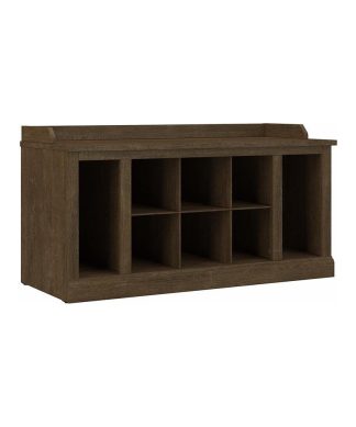 Woodland 40W Shoe Storage Bench with Shelves in Ash Brown - Engineered Wood