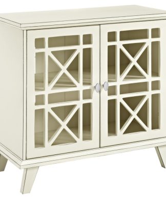 32" Gwen Fretwork Accent Console, Antique White