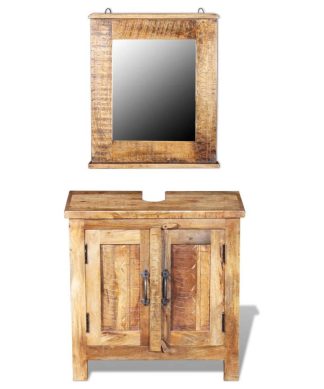 Vidaxl Bathroom Vanity Cabinet With Mirror Solid Mango Wood