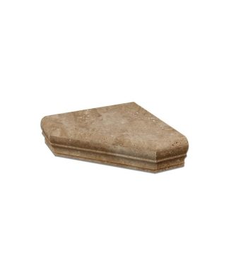 Walnut Travertine Hand-Made Custom Shower Corner Shelf, Honed