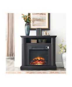 32 inch TV stand Electric Fireplace TV cabinet with dark brown finish