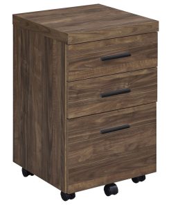 3 Drawers Mobile Storage Cabinet, Aged Walnut and Black