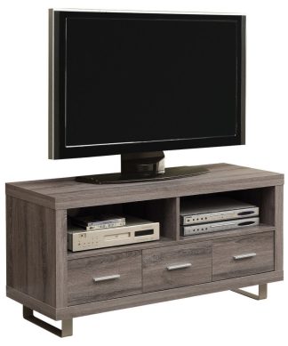 48" TV Stand With 3-Drawers, Dark Taupe
