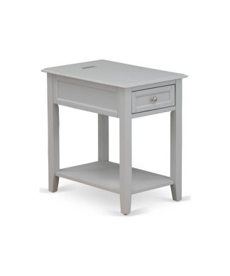 Wood Night Stand For Bedroom, 1 Wooden Drawer, Urban Gray