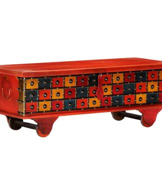 vidaXL Solid Acacia Wood Storage Box Red Chest Blanket Box Side Couch Table