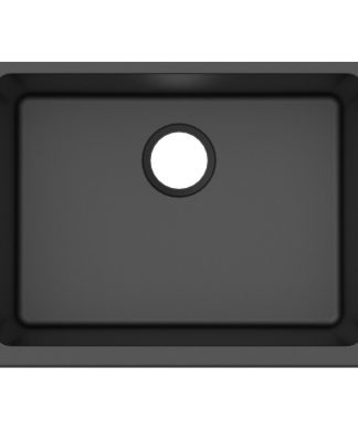 Winpro Undermount Kitchen Sink, Single Bowl, Granite Quartz, 25", Black