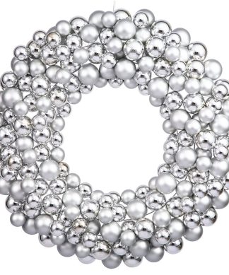 36" Silver Colored Ball Wreath