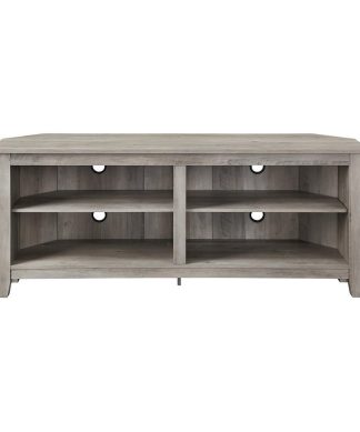 58" Transitional Wood Corner TV Stand - Grey Wash
