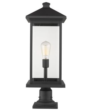Z-Lite 1 Light Outdoor Pier Mounted Fixture, Black, 531PHBXLR-533PM-BK