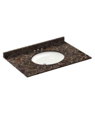 37x22 Tan Brown Granite Vanity Countertops, 4 Faucet Spread
