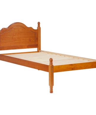 100% Solid Wood Reston Twin Panel Headboard Platform Bed, Honey Pine