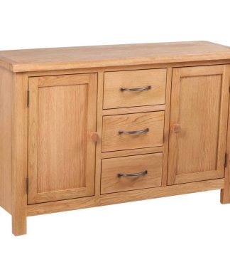 vidaXL Solid Oak Sideboard w/ 3 Drawers 2 Doors Side Storage Cabinet Cupboard