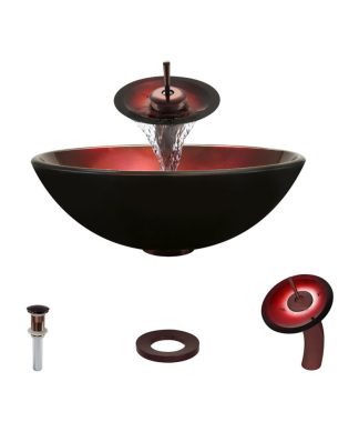 607 Vessel Sink, Oil Rubbed Bronze, Waterfall Faucet