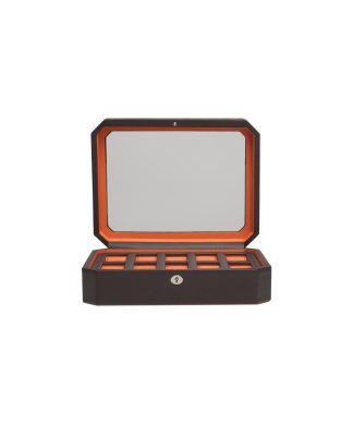 Windsor 10 Piece Watch Box, Brown/Orange