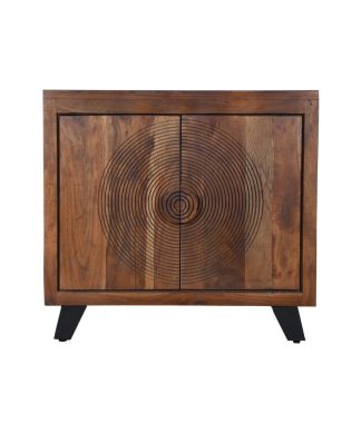 32 Inch 2 Door Wood Accent Storage Cabinet in Brown