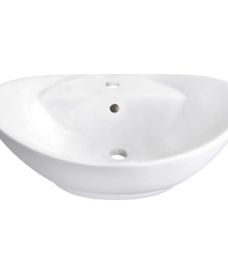 23-in. W Above Counter White Vessel For 1 Hole Center Drilling