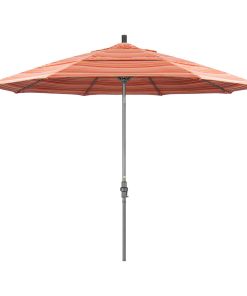 11' Grey Collar Tilt Crank Aluminum Umbrella, Dolce Mango Sunbrella