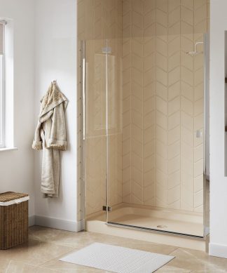 Voltaire 60"x36" Single-Threshold, Center Drain, Shower Base, Biscuit