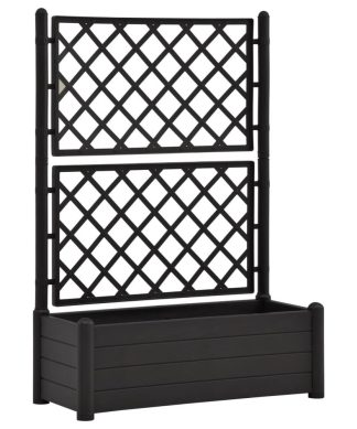 vidaXL Garden Planter with Trellis PP Anthracite Raised Beds Flower Boxes