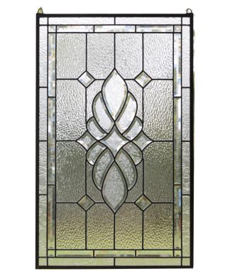 20" x 34" Stunning Handcrafted All clear stained glass and beveled window Panel