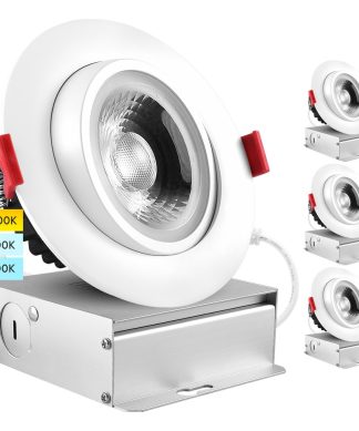 4" Adjustable Gimbal Eyeball LED Recessed Light 3 Color Option Dimmable 4 Pack