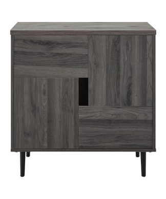 30" Modern Color Pop Accent Cabinet - Slate Grey/Red Interior