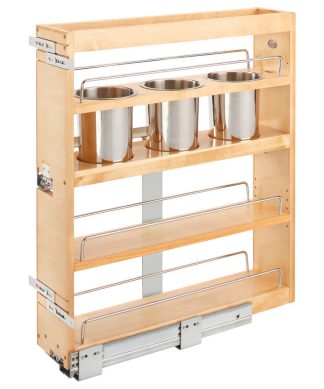 Wood Base Cabinet Utility Pull Out Organizer With Soft Close, 6.25"